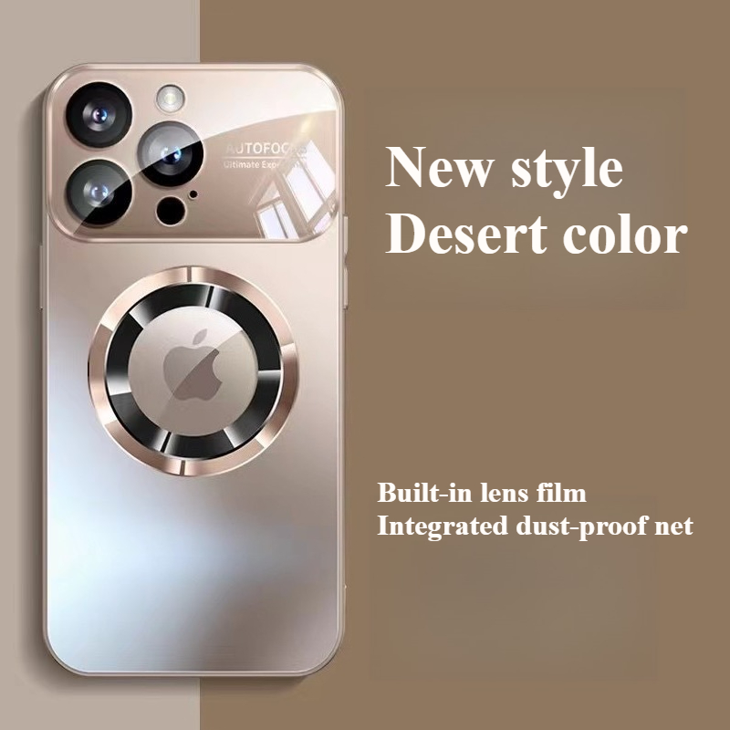 Luxury Glass Window MagSafe Compatible Case for iPhone17 AIR/16/ 11/12/13/14/15 Pro Max Plus - Wireless Charging Ready Shockproof PC Hard Cover AG nano large window