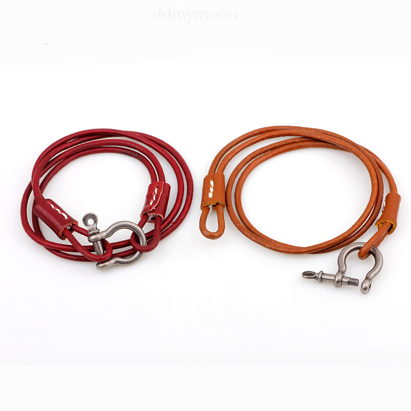 Simple European Style Buckle Cowhide Carabiner Metal Electroplated Leather Multi-loop Wrap-around Sports Bracelet ddmymoon