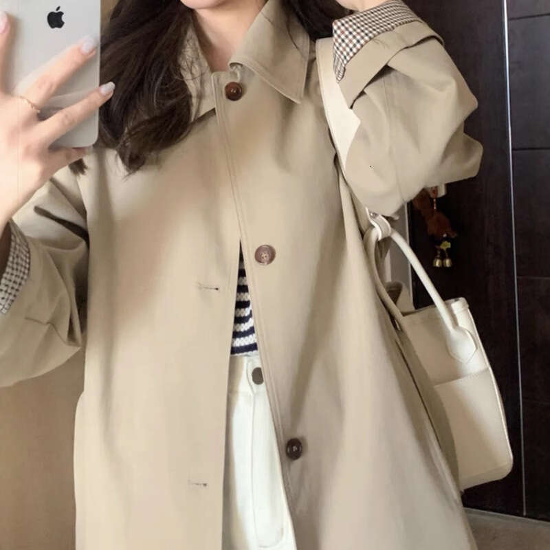 womens coat jackets womens fur coat Designer Trench Coat for Women, Spring and Autumn New Style, Plus Size, Loose Fit, Mid-Length, Versatile, Elegant,