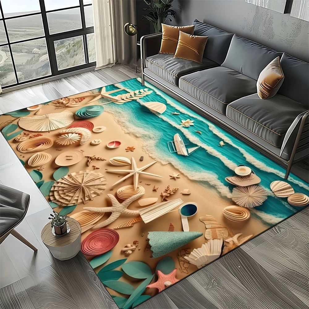 2025 New Starfish Beach Shell Sea Star Sand Carpet Rug for Living Room Bedroom Home Sofa DecorationKids play Nonslip Floor Mat C250913