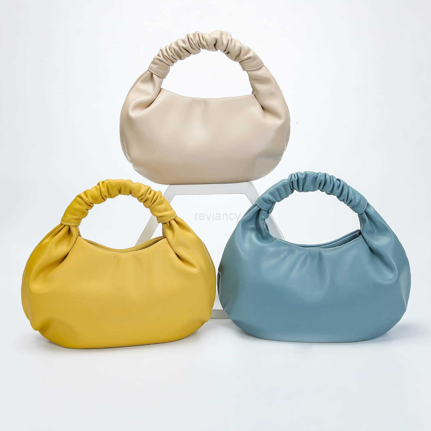 Mini Hobo Tote Bags for Women Soft Leather Clutch Purses for Women CloudShaped Top Handle BagsW250913