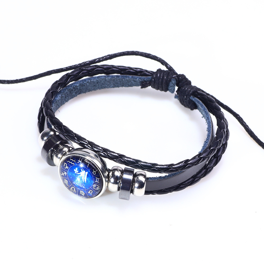 Qino Zodiac Leather Beaded Couple Bracelet Versatile Jewelry ddmymoon