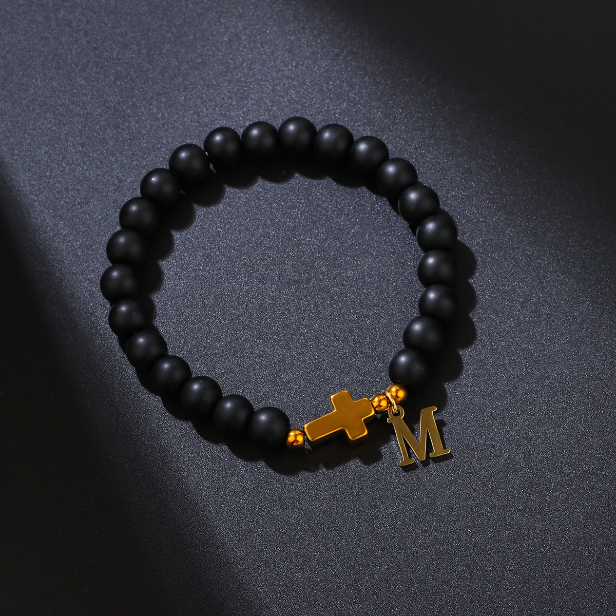 New Hot-Selling 8mm Turquoise Cross Stone Weathered Agate Gift Buddhist Bead Bracelet ddmymoon