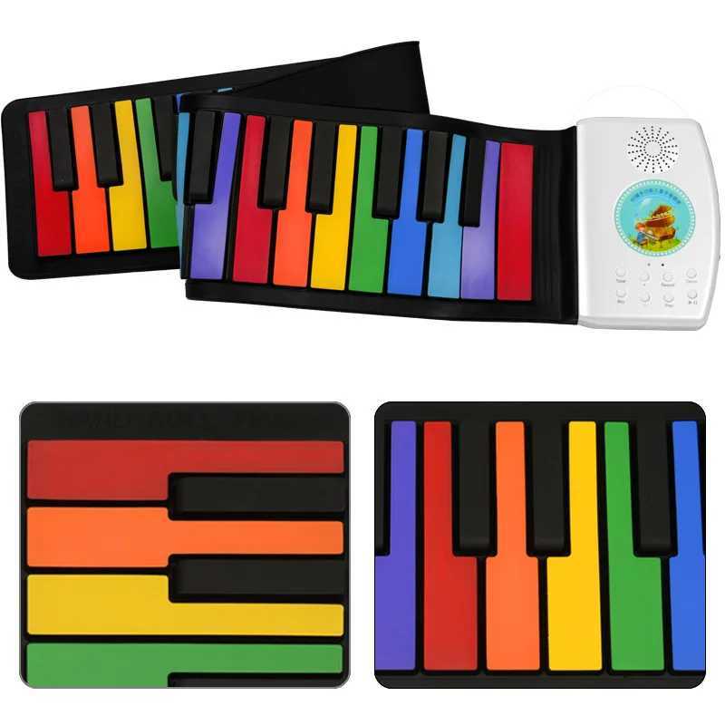Rainbow Color Handroll piano keyboard Waterproof 49 Keys piano toy for kids music toy Piano Silicone Rechargeable Kids Child C250913