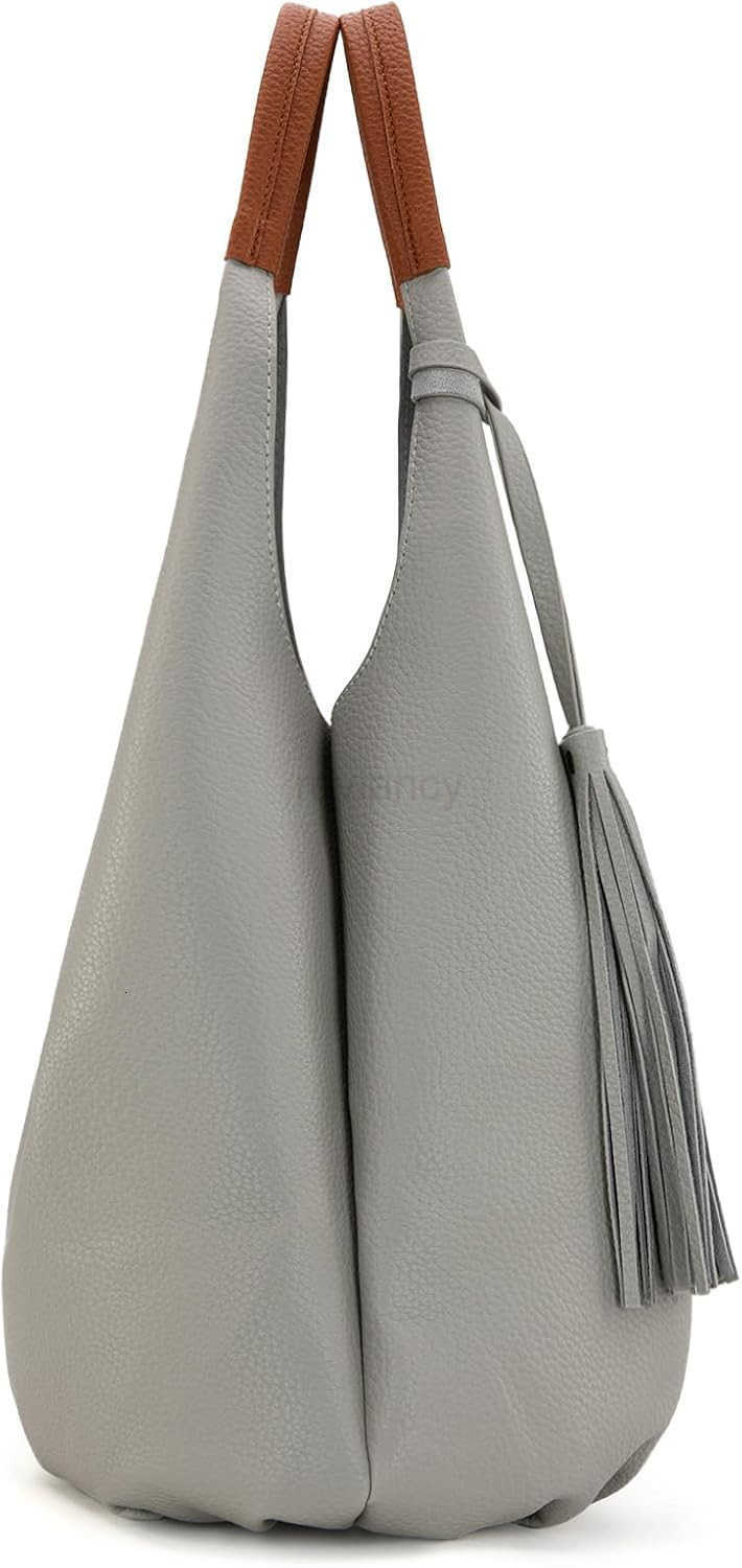 Women Slouchy Handbags 2PCS Tassels Shoulder Bag with ComESTic BagW250913