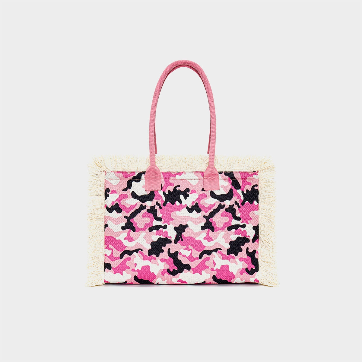 HERMIN 2025 new women's camouflage handbag tote bag large capacity canvas tassel fashion trend retro print