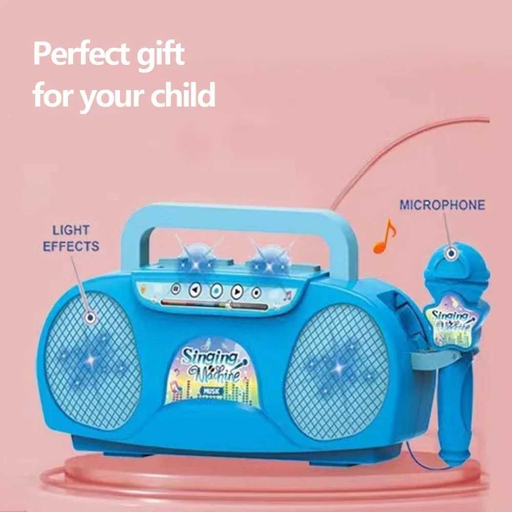Kids Microphone Karaoke Machine Music Instrument Toys with Light Indoor Outdoor Travel Educational Toy Gift for Girl Boy Child C250913