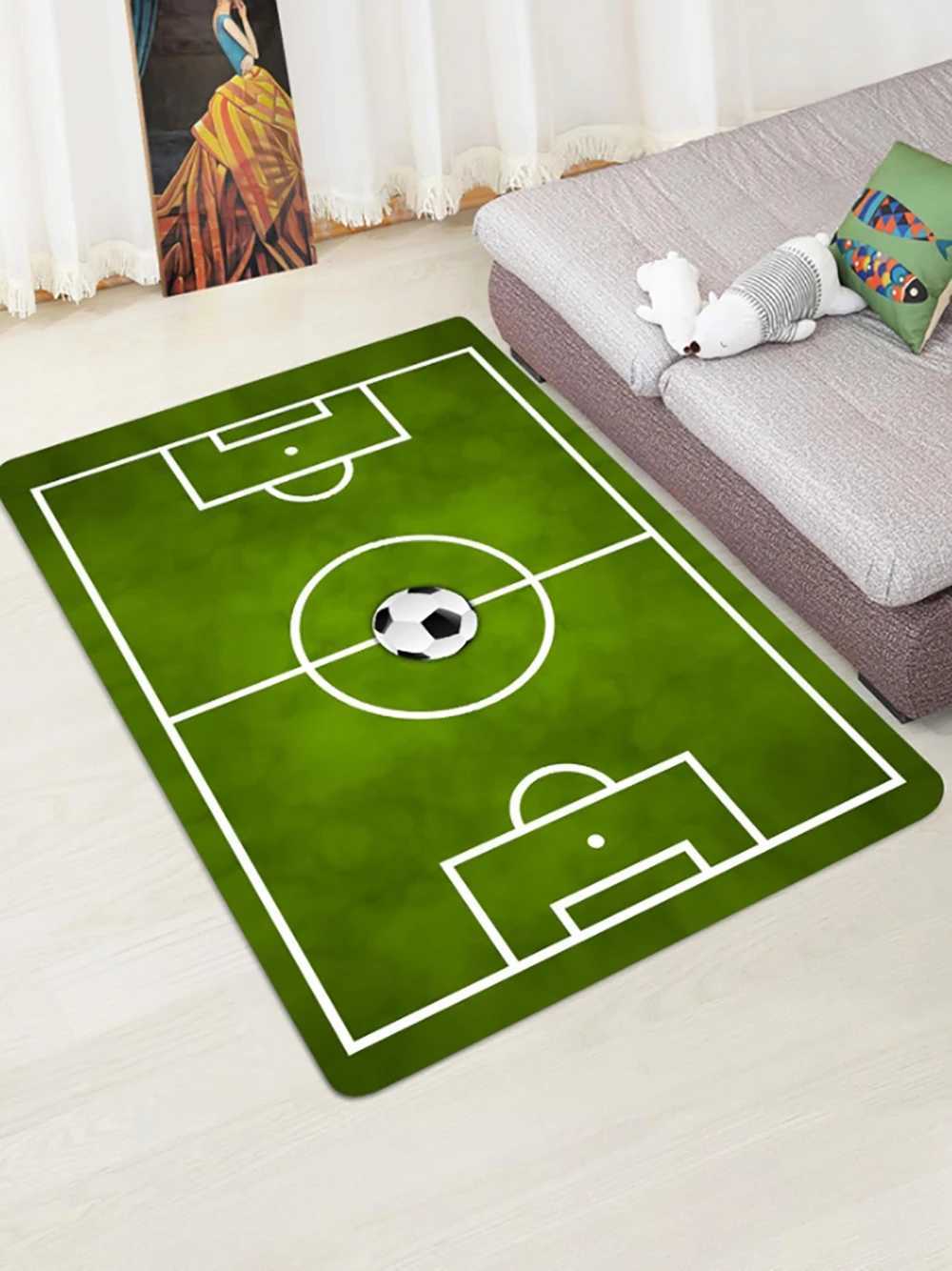 Football Field Pattern AntiSlip Rug Decor Carpet Suitable For Hotel Lobby Hostel Restaurant Bedroom Living Room C913 H260226