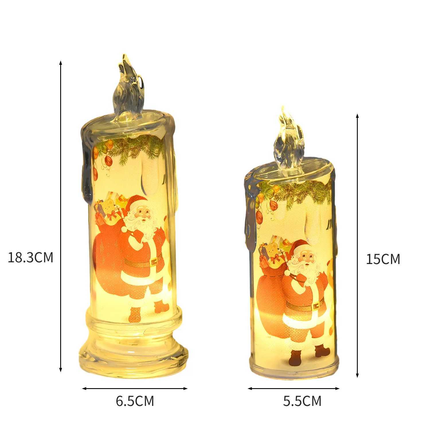 Christmas Flameless LED Candle Lights Faux Ambient Lights Builtin Printed Candle Lights Electronic Holiday Decoration Ornaments C251122