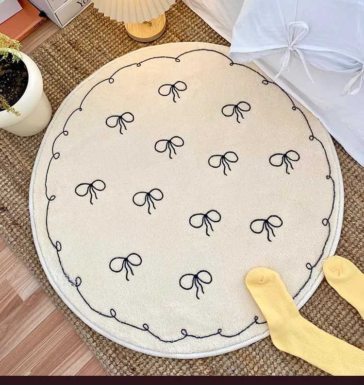VIKAMA Dreamy Butterfly Round Carpet Bedroom Study Bedside Blanket Cute Girl Plush Chair Floor Mat Home Decoration C250913