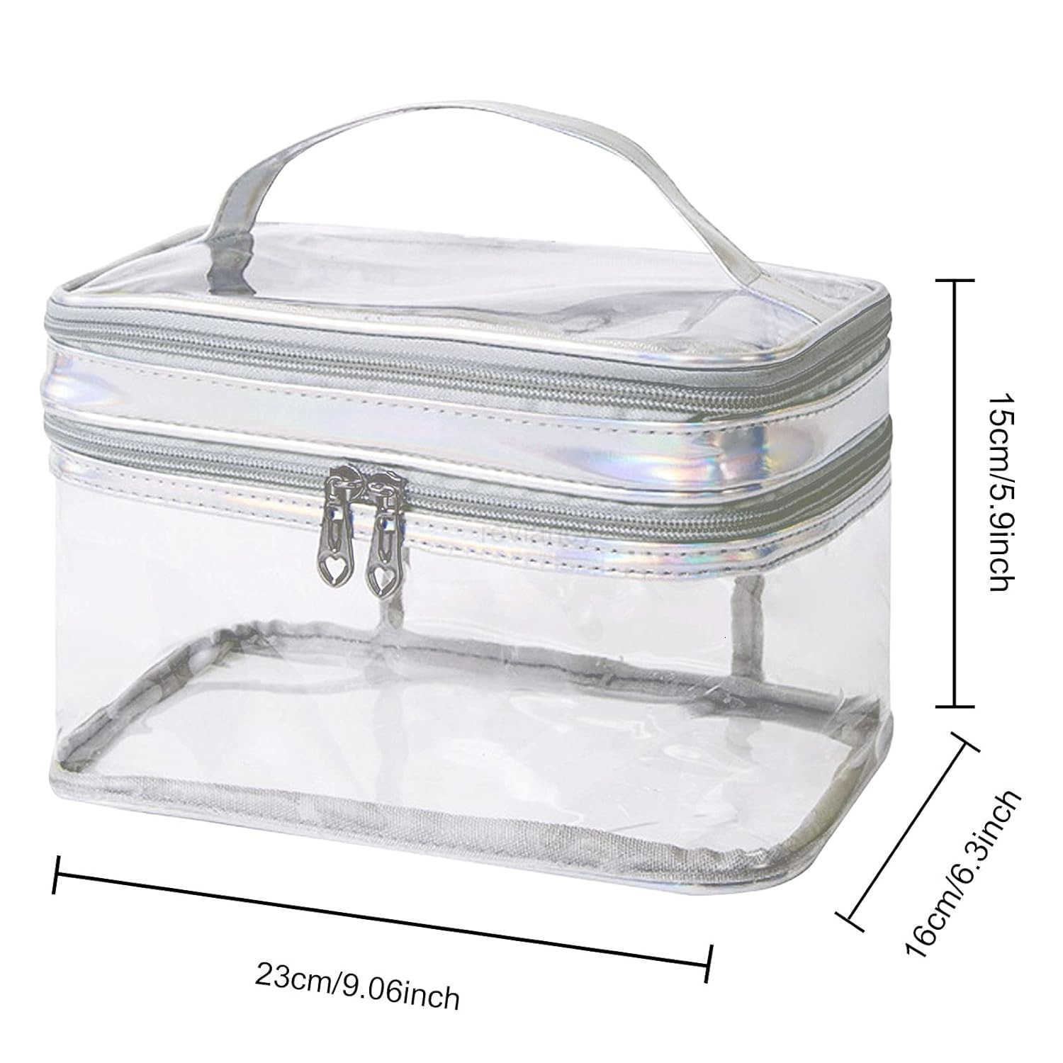 Clear Cosmetic Bag Dual Layer Travel Toiletry Bags Make up Organizer Waterproof Brushes HolderW250913