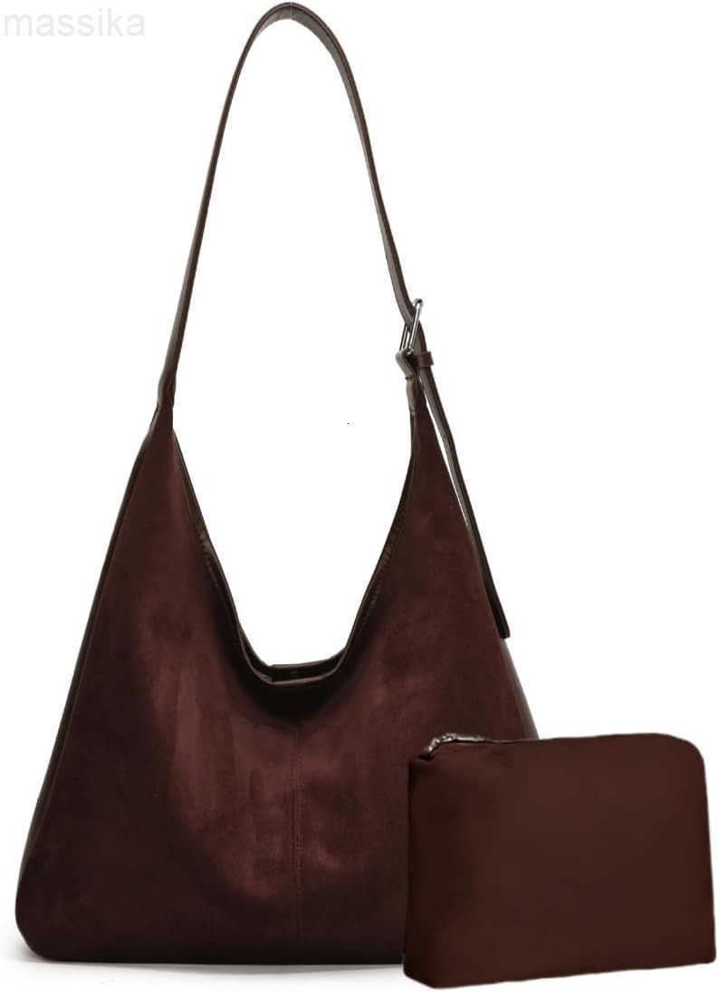 Tote Bag Hobo Bag for Women Retro Slouchy Suede Hobo Bag with Adjustable Strap Stylish Office Tote Handbag M250913