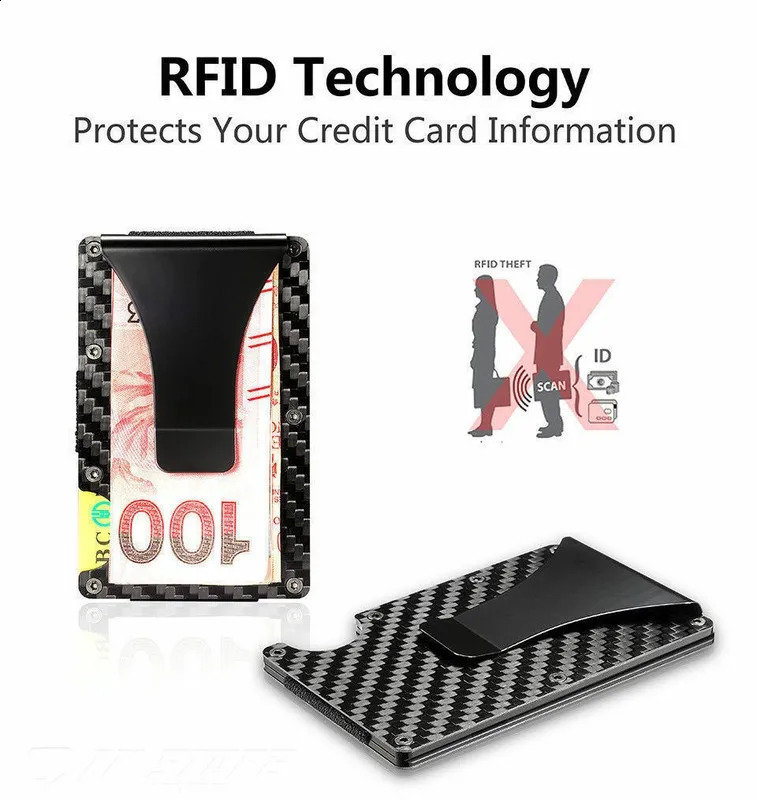 Minimalist Carbon Fiber RFID Holder Ultrathin Mini ID Credit Card Holder Aluminum Alloy Mens and Womens Wallet 250912