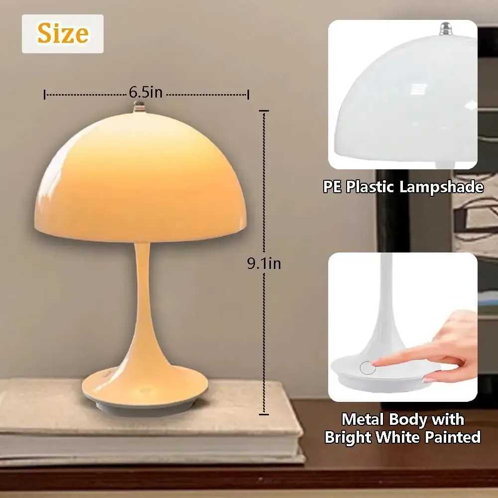Modern Bedside Mushroom Table Lamp Bedroom USB Rechargeable LED Night Light Room Dining Table Decorative Table Lamp Lighting C250913