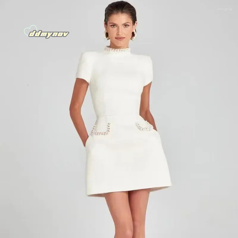 Two Piece Dress Talenza Women's Elegant Tweed A-Line Solid Slim Fit Short Sleeve Retro O-Neck Patchwork Evening ddmynov