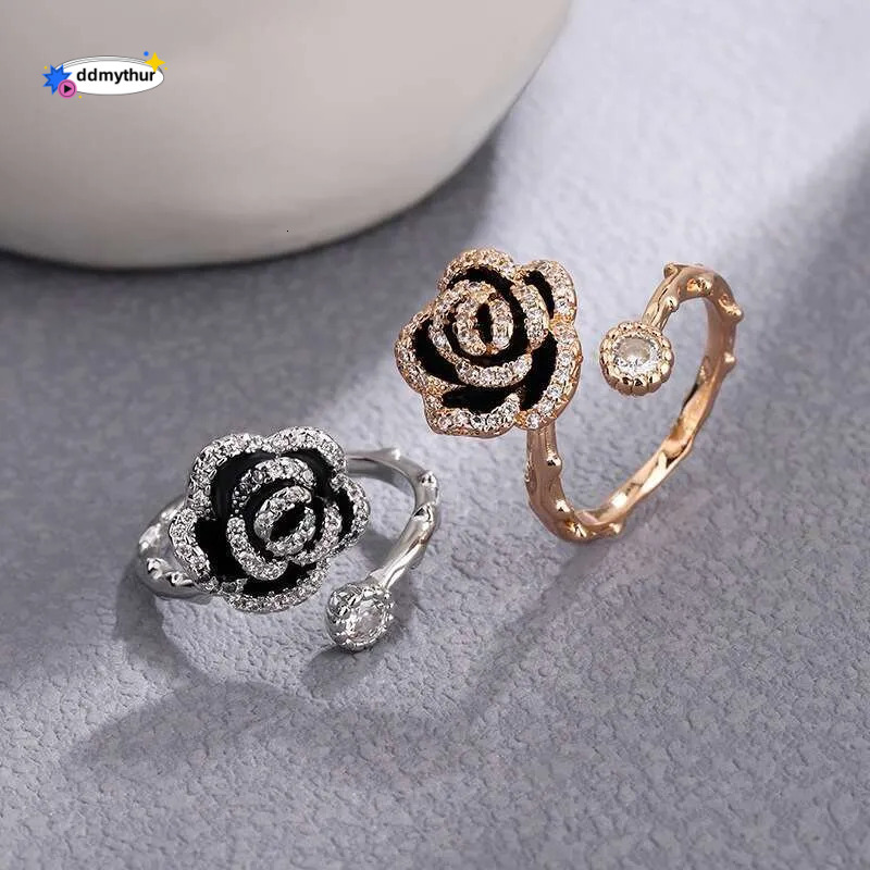 designer ring collections Fashionable High End Double Sided Camellia Earrings for Women, Exquisite and Elegant Design, Niche Personality Trendy Ear Ac