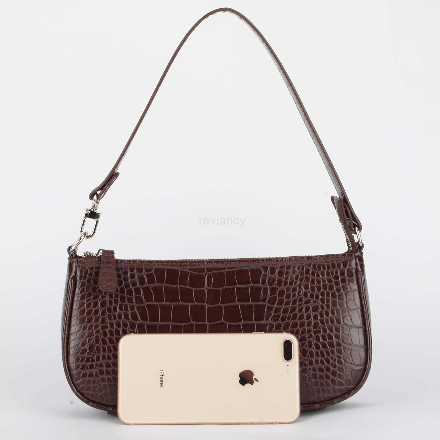 Bag Crocodile Effect Retro Faux Leather Classic Clutch Shoulder Purse Handbag for WomenW250913