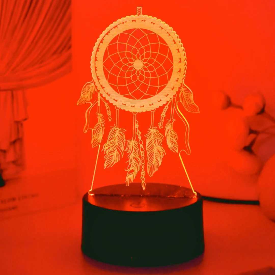 USB Dreamcatcher 3D Night Light Touch Seven Color Gradient Creative Desktop and Bedroom Atmosphere Light Room Decoration Light C250913