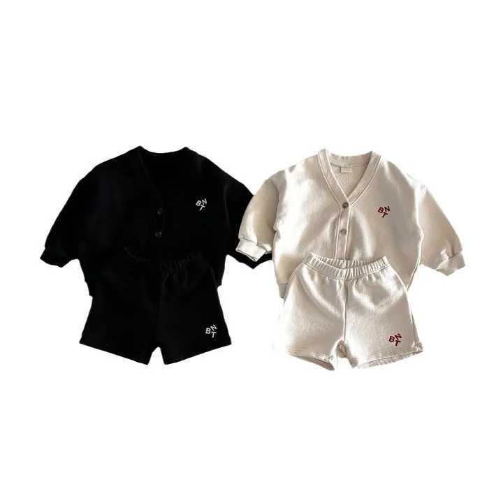 2025 Spring New Children Long Sleeve Clothes Set Baby Boy Girl Cardigan Coat Shorts 2pcs Suit Toddler Kids Casual Outfits C250913