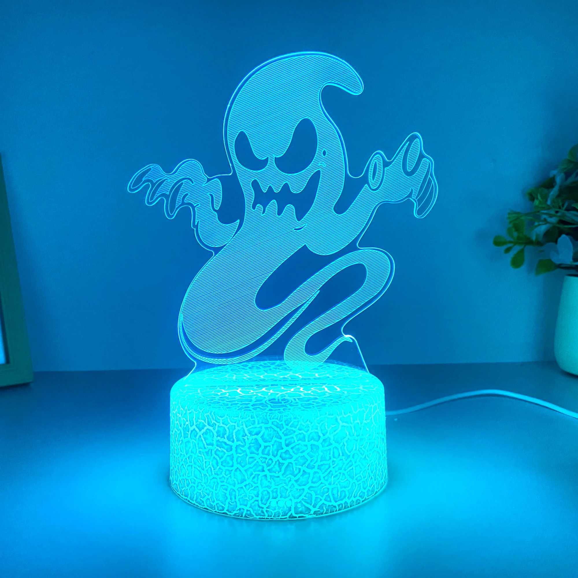 1pcs ghost pattern 3D nightlight USB interface Halloween atmosphere decoration nightlight holiday gift table light C250913