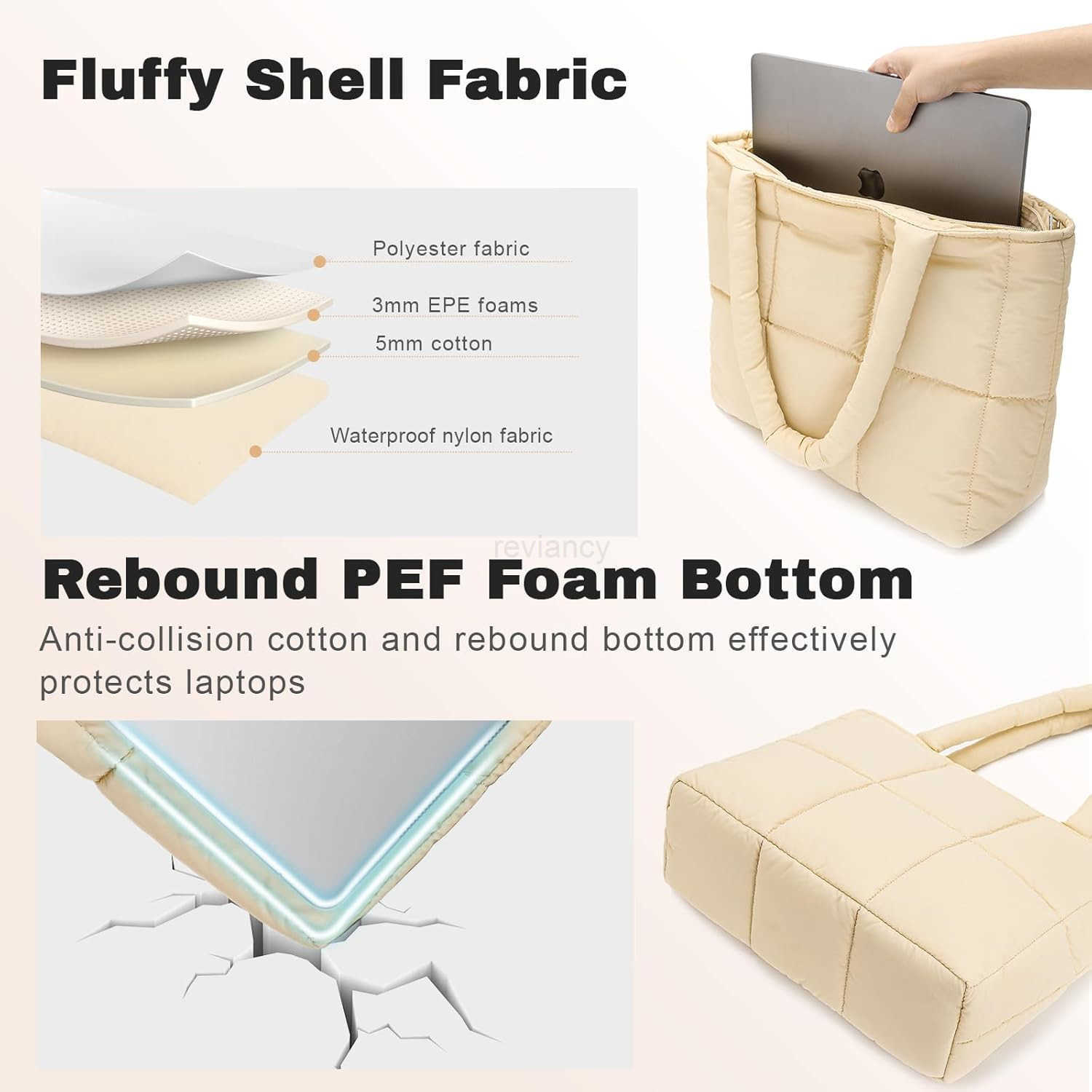 Puffer Tote Bag for Women Large Quilted Puffy Padding Shoulder Handbag Lightweight for Work Travel Gym ShopW250913