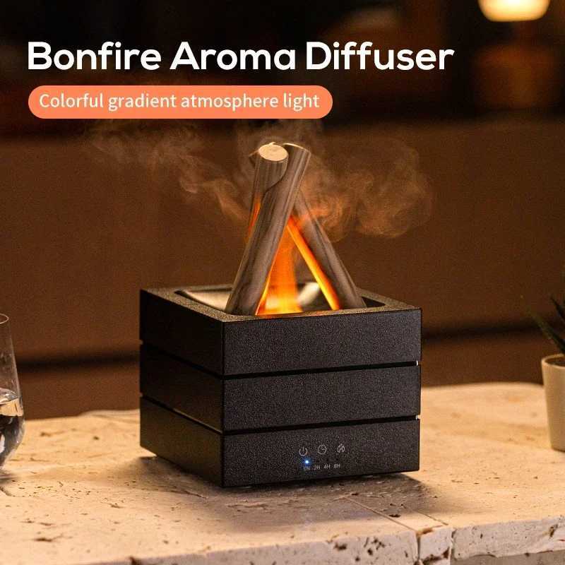 New Simulated Colorful Flame Bonfire Atmosphere Night Light with Air Humidifier Remote Control Home Essential Oil Aroma Diffuser C250913