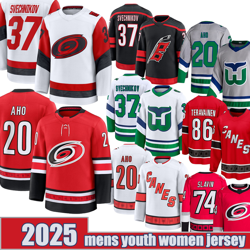 Carolinacity Hurricanes Hockey Jersey #20 Sebastian Aho #37 Svechnikov 22 Stankoven #24 Jarvis #8 Burns Hockey Jerseys