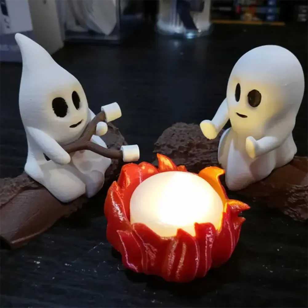 Halloween Ghost Campfire Flickering Night Light 3D Cozy Spooky Ghost LED Nightlight For Halloween Home Bedroom Funny Decoration C250913
