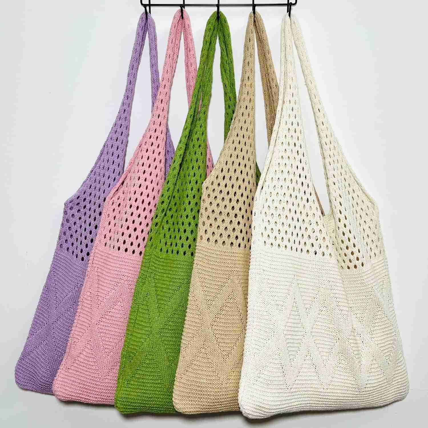 Crochet HandBags Hobo Knitted Tote Bag Aesthetic Summer Purses for Women Crochet Beach HandbagW250913