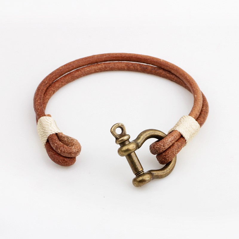 Simple Hot-Selling Genuine Leather Cord Alloy Lock Bracelet Jewelry ddmymoon