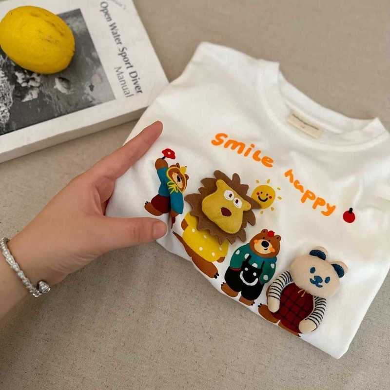 Boys and Girls Pure Cotton Long Sleeve Tops 2025 Spring and Autumn Children's Cartoon Print T-Shirts Versatile Casual Base Shirt