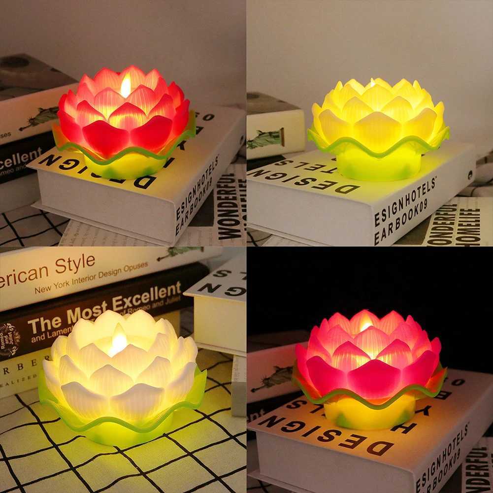 Lotus Flower Night Light Battery Operated Buddha Table Lamps Romantic Lotus Creative LED Electronic Candle for Buddha Home Decor C250913