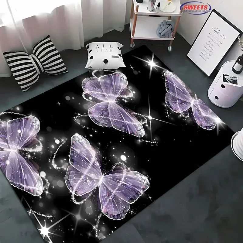 3D Butterfly Printed Carpet Non Slip Soft Rug for Living Room and Bedroom Floor Mats Room Decoration Mat Carpets Area Rug C250913