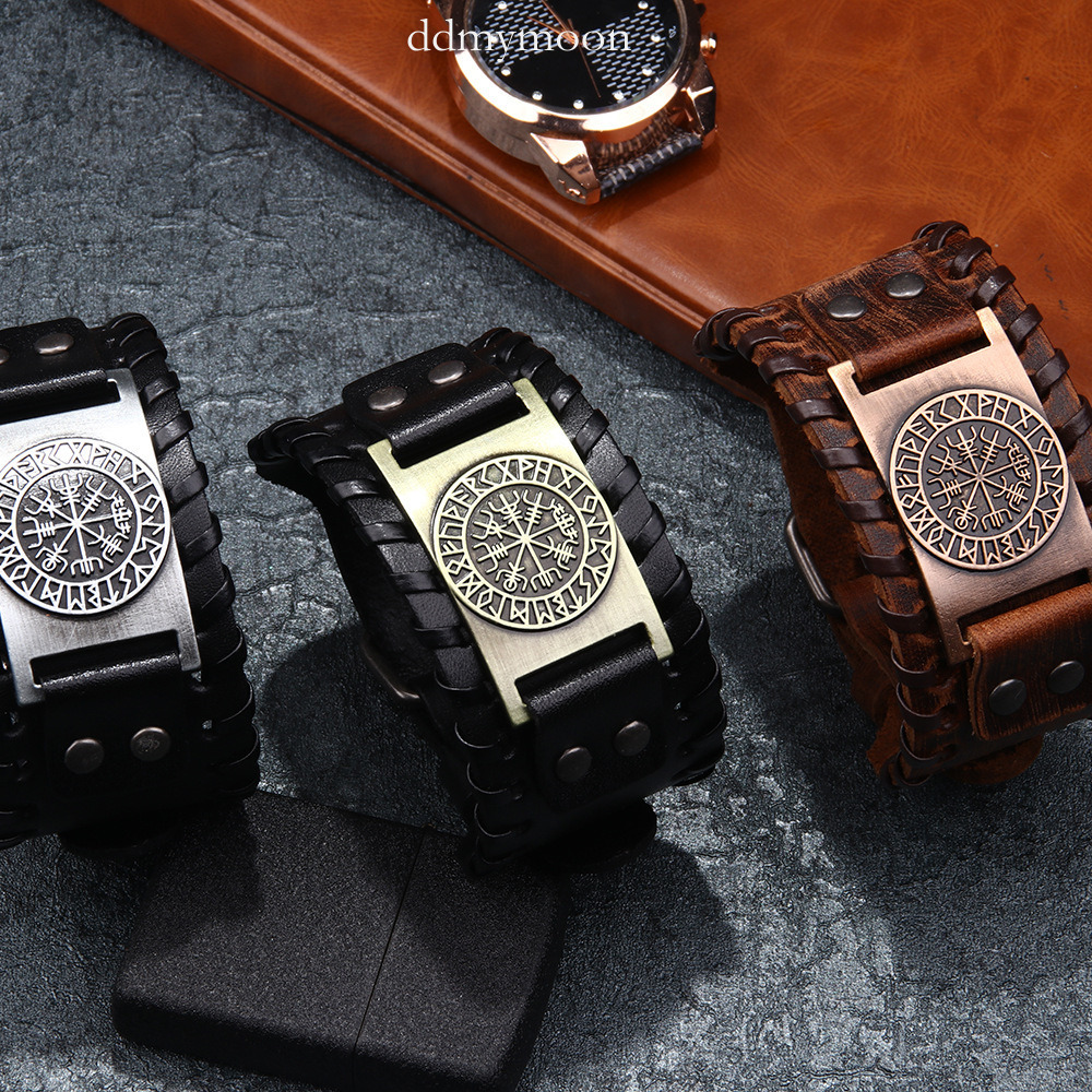Hot Selling Pirate Compass Men's Wide Leather Bracelet ddmymoon