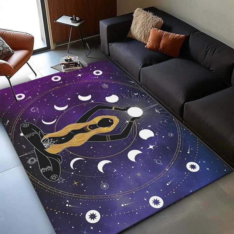 Mystical Goddess Moon Phases Rug Celestial Art Boho Chic Living Room Decor Anti slip carpet can be machine washed C250913