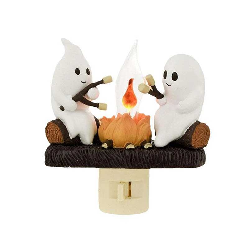 110V US Plug In Night Light Halloween Ghost Pumpkin Night Light Fashionable Ghost Campfire Nightlight Ghost Campfire Flickering C250913