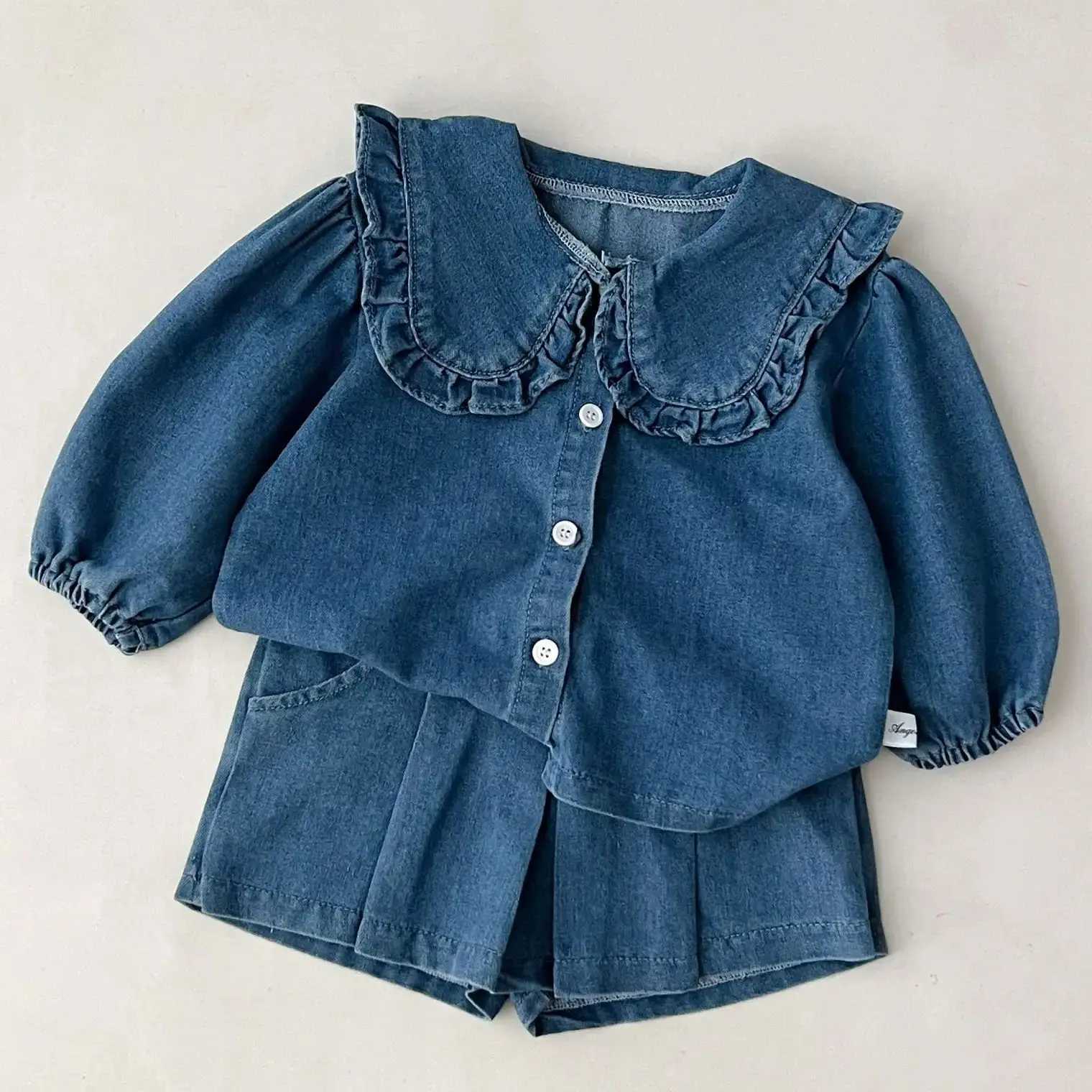 Autumn Toddler Outfit Sets Cute Girls Long Sleeve Denim Tops With Jeans Shorts Childrens Clothing For Kids Casual Daily Wear C250913