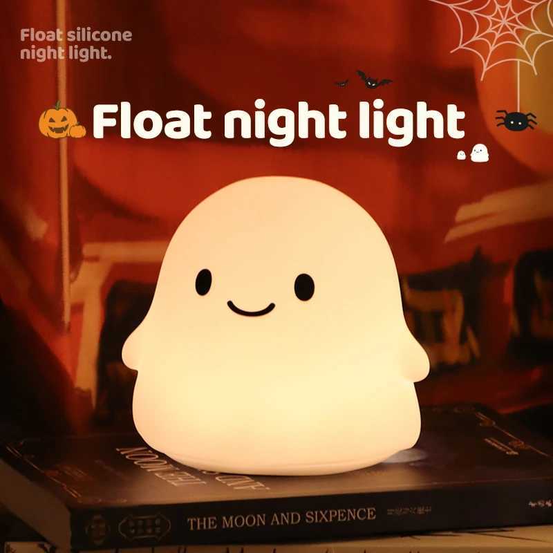 Cute Silicone Ghost Night Light Touch Dimming Daycare Night Light Rechargeable Timed Bedside Table Lamp Halloween Decorate Gift C250913
