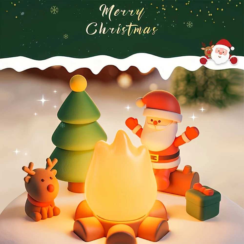 Rechargeable Santa Claus Little Flame Music Box with LED Night Light Adjustable Brightness Table Lamp Portable Bedside Lamp C250913