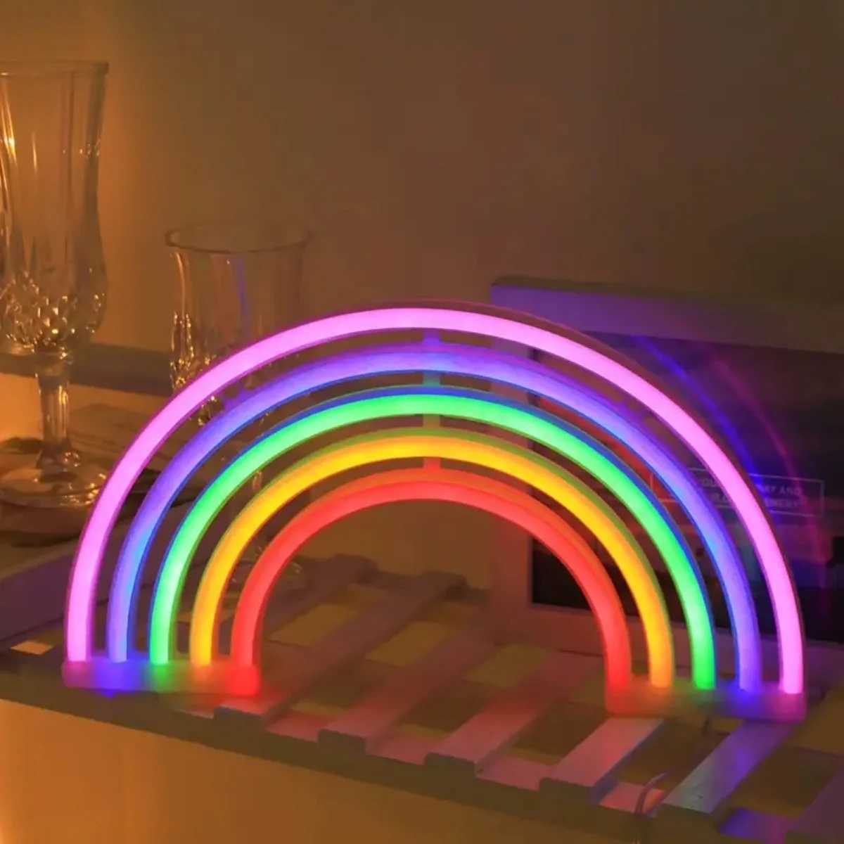 1pc 30cm1181in165cm649in Colorful Rainbow Neon Light Colorful And Vibrant Neon Desktop Night Lamp For Birthday Party Home C250913