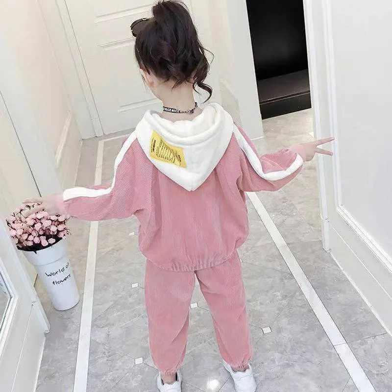 Hoodies Set Corduroy Coat Pants Fleecelined Girls Fashion Clothes 4yrs Girl Long Sleeve Autumn Winter Wear Girls Sets 2025 C250913