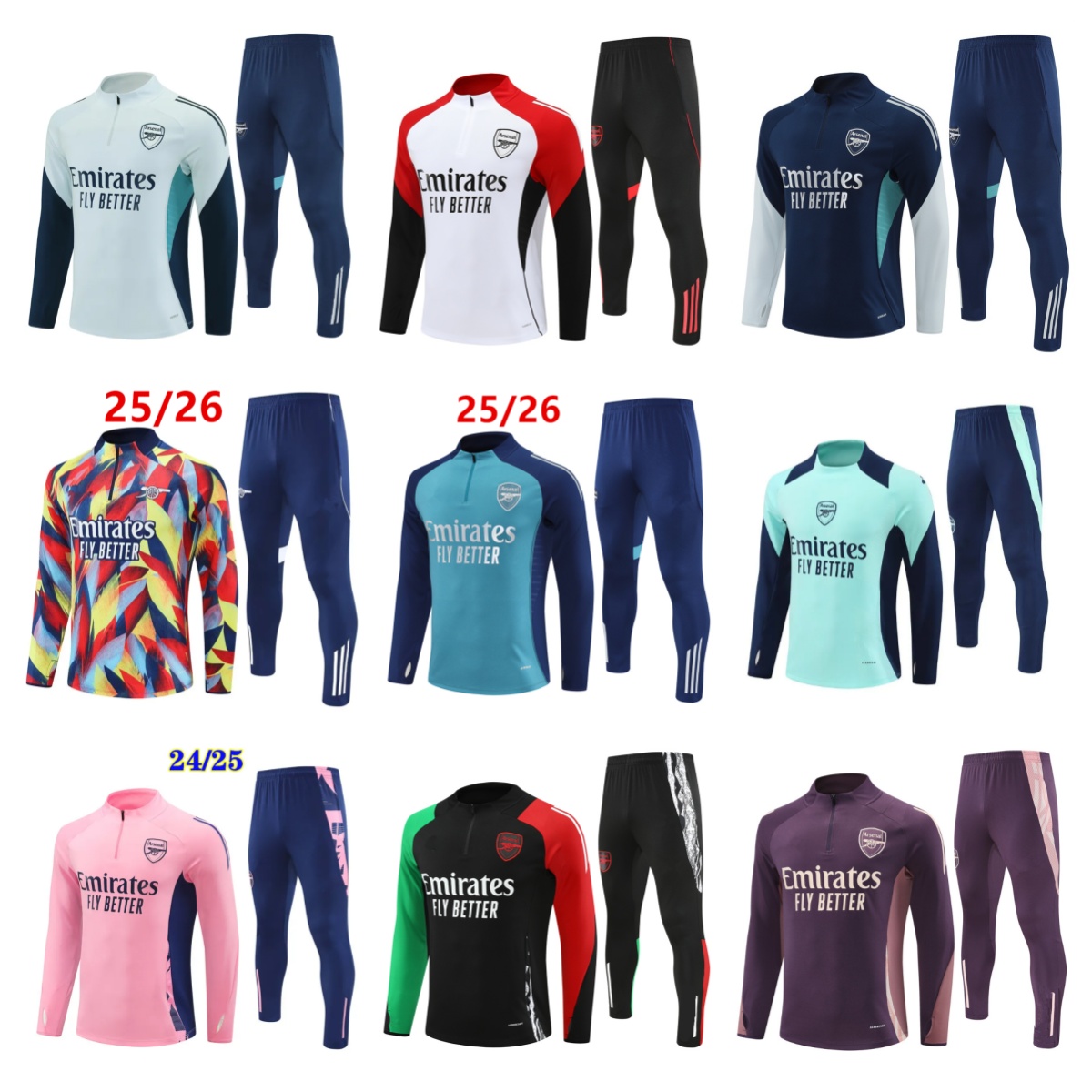 2025 26 Arsenale tracksuits sets Men kids soccer football Half pulled Long Sleeve soccer football Gunners training suit survetement foot chandal jogging kits 666