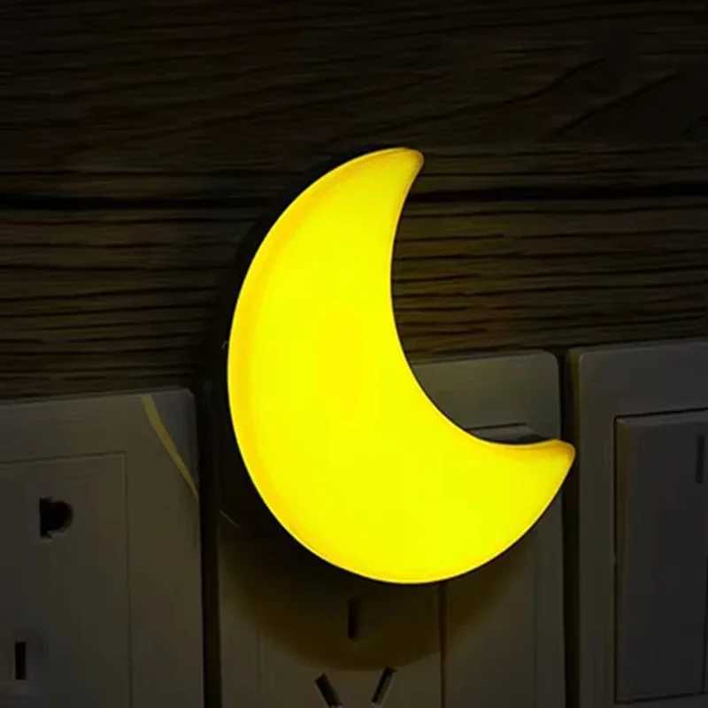Moon Night Light Plug Into Wall Cute Baby Wall Nursery Lamp Intelligent Light Sensor LED Nightlight for Kids Bedroom Hallway C250913