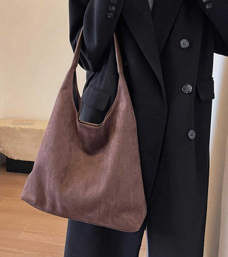 Womens Fashion Suede Shoulder Bags Large Tote Bag Retro Purse Handbag Casual Work Ladies Top Handle SatchelW250913