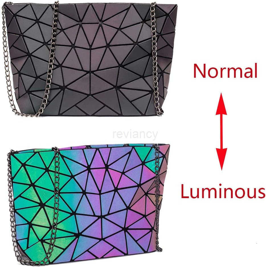 Womens Geometric Luminous Purse bags Ladies Top Handle Satchel BagsW250913