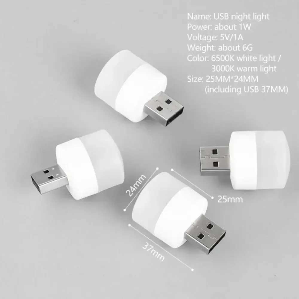 Multicolor USB Night Light Mini LED Night Light USB Plug Lamp Power Bank Charging USB Book Lights Small Round Reading Lamps C251122