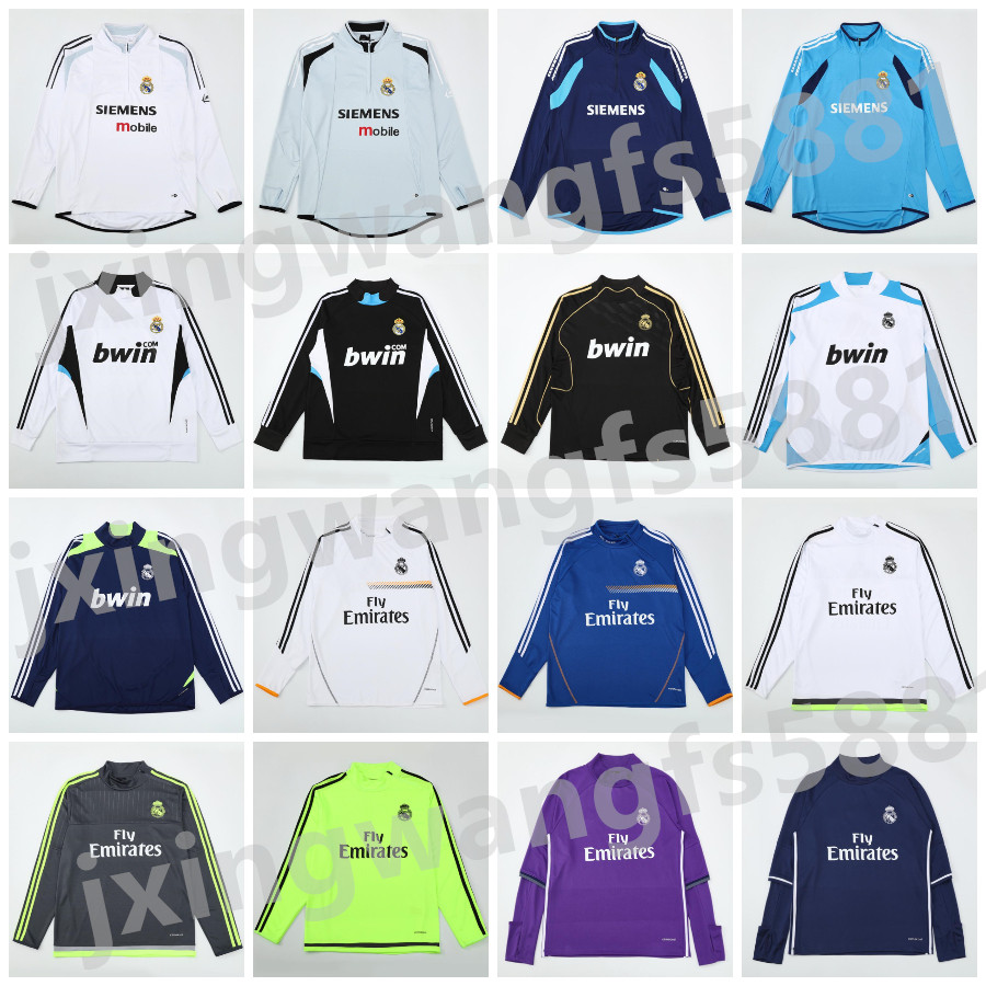 MADRID KAKA Retro Soccer training suit long sleeve Football tracksuit GUTI Ramos SEEDORF CARLOS 10 11 12 13 14 15 16 17 RONALDO ZIDANE RAUL 03 04 05 06 08 09 jogging