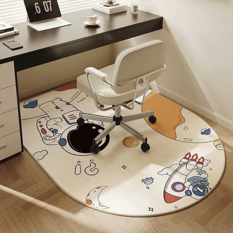 Chair Floor Mat Round Bedroom Dressing Table Carpet Beige Stripe Decoration Study Gaming Chair Swivel Chair Desk Rug Tapete C250913