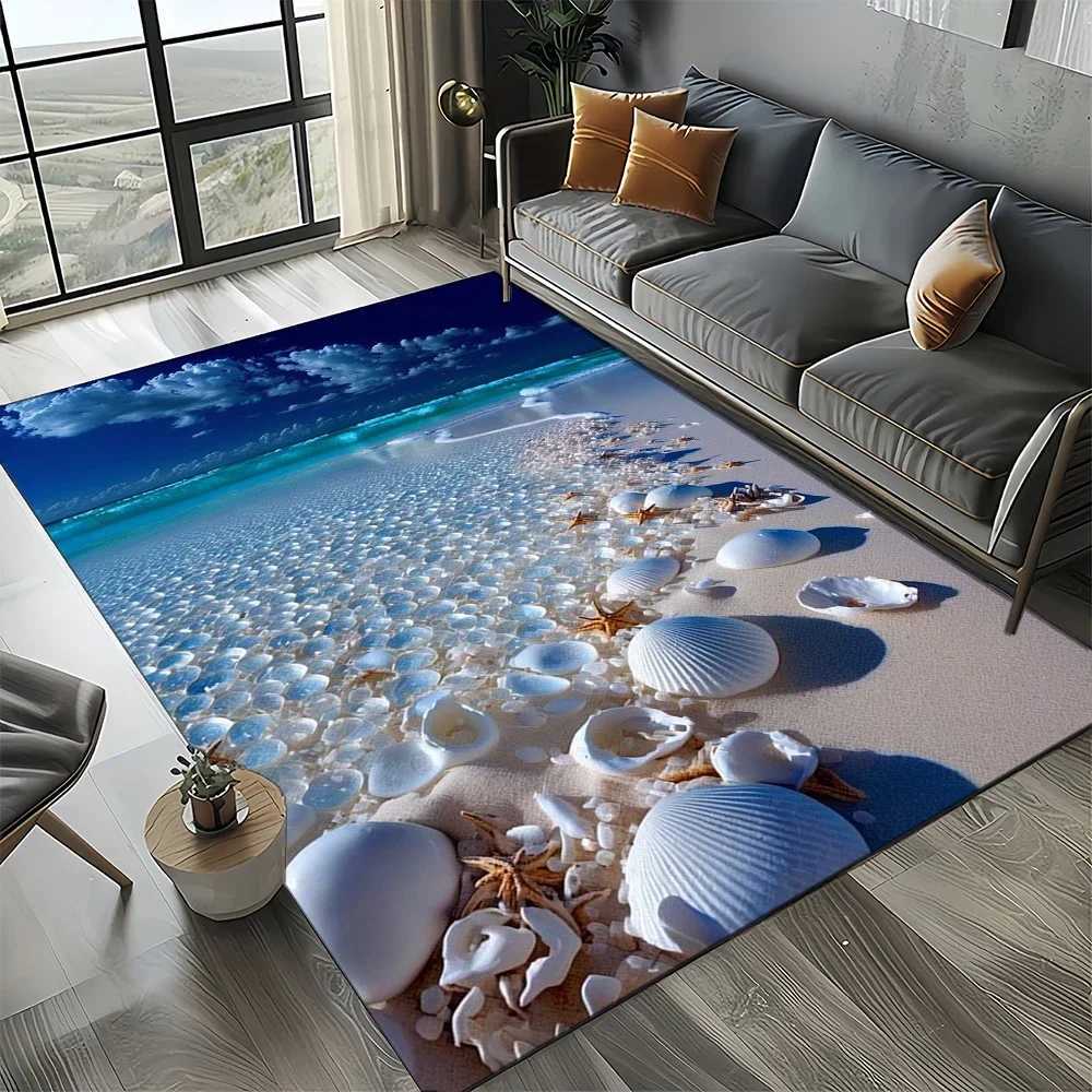 2025 New Starfish Beach Shell Sea Star Sand Carpet Rug for Living Room Bedroom Home Sofa DecorationKids play Nonslip Floor Mat C2509131