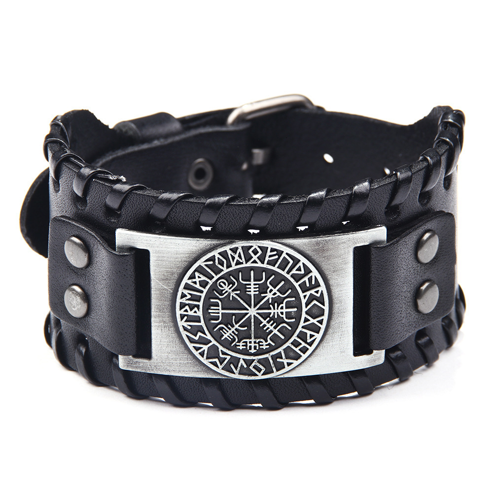Hot Selling Pirate Compass Men's Wide Leather Bracelet ddmymoon